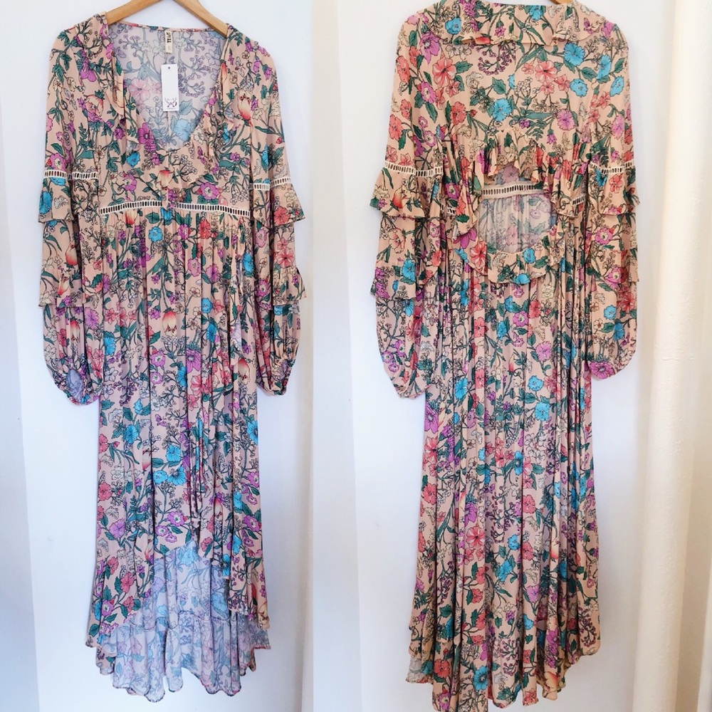 SPELL Sayulita Frill Gown - NWT